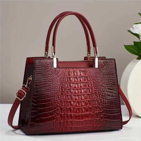 Women's Fashion Casual Crocodile Pattern Large Capacity Handbag - Image 10