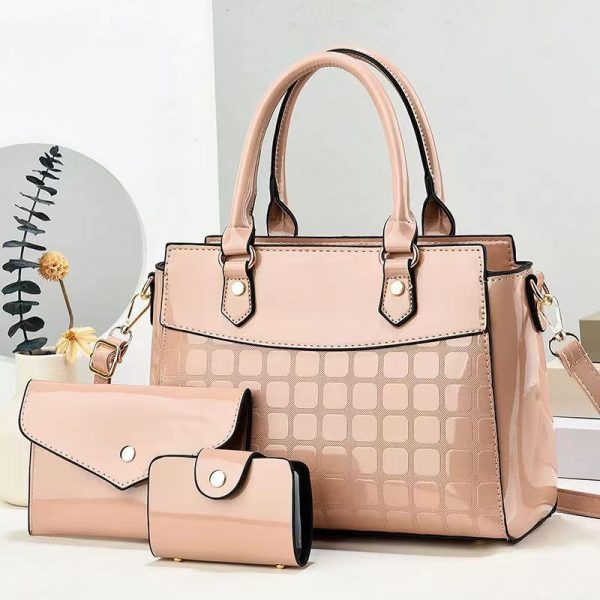 Women's Fashion Bright Leather Embossed Large Capacity Shoulder Messenger Bag - Image 5