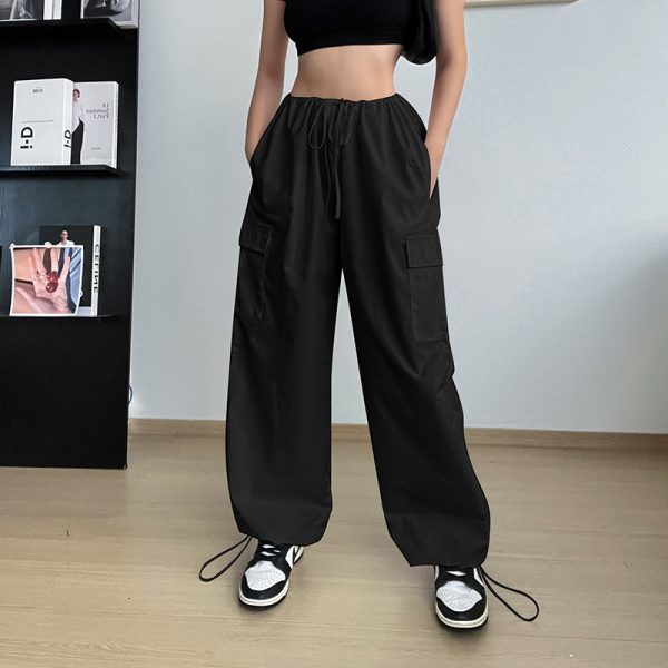 Autumn High-waisted Casual Pants European And American Women's Wide Legs Loose Large Size String Straight Leg Cargo Pants - Image 6