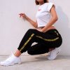 summer foreign trade original single women's new high waist elastic casual pants ribbon stitching contrast color beam pants - Image 2