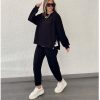 Metal Button Long Sleeve Shirt Sports Casual Ankle Banded Pants Suit - Image 3