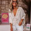 Women's V-neck Hollow Lace Crochet Shirt - Image 2