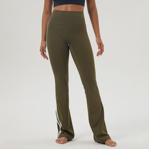 Women's Contrast Striped Yoga Flared Trousers - Image 5