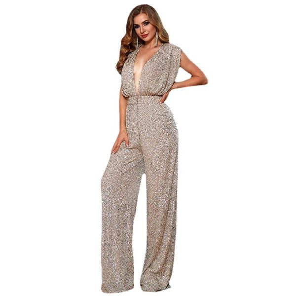 Summer Sexy Waist Sequined Jumpsuit - Image 5