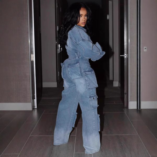 European And American Women's Suit Draping Effect Straight-leg Pants Jumpsuit - Image 3