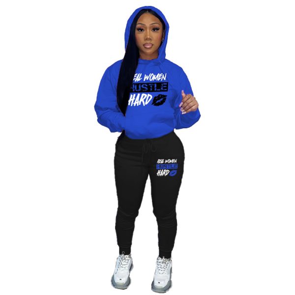 Plus Velvet Hoodie Casual Printed Sports Suit - Image 5