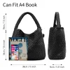 Woven Tote Bag for Women Large Woven Purse Woven Leather Handbags Shoulder Bag Braided Purse Weave Purse Beach Tote Purse - Image 3