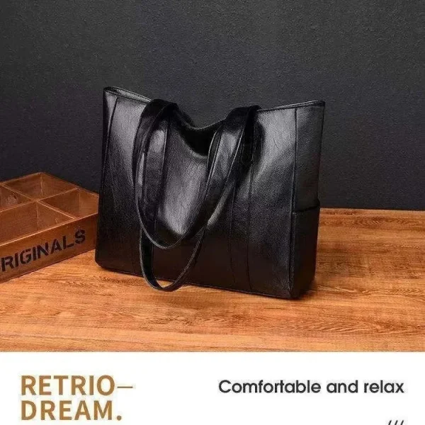 Vintage Large Capacity Tote Bag, Retro Vegan Shoulder Bag, Women's Casual Handbag For Commute ,Trendy Handbag with Soft Leather - Image 3