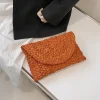 Women Fashion Flap Envelope Bags Summer Beach Bag Handmade Wallet Straw Knitted Handbag Lady Coin Phone Long Purse Clutches - Image 3
