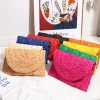 Women Fashion Flap Envelope Bags Summer Beach Bag Handmade Wallet Straw Knitted Handbag Lady Coin Phone Long Purse Clutches - Image 4