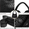 Woven Tote Bag for Women Large Woven Purse Woven Leather Handbags Shoulder Bag Braided Purse Weave Purse Beach Tote Purse - Image 4