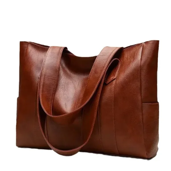 Vintage Large Capacity Tote Bag, Retro Vegan Shoulder Bag, Women's Casual Handbag For Commute ,Trendy Handbag with Soft Leather - Image 5