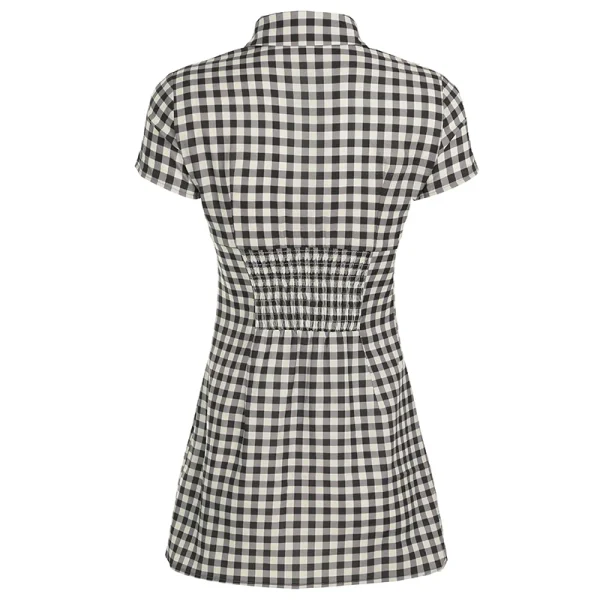 Fashion Simple Plaid Elegant Causal Women Dresses Trendy Chic Button Slim Fit Mini Frock - Image 6