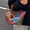 Stripe Dachshund Bamboo Handle Woven Handbag,Summer Beach Vacation Travel Tote Bag,Large Capacity Shopper Boho Market Basket - Image 2