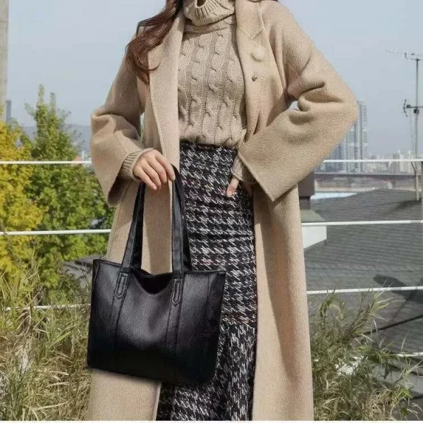 Vintage Large Capacity Tote Bag, Retro Vegan Shoulder Bag, Women's Casual Handbag For Commute ,Trendy Handbag with Soft Leather - Image 4