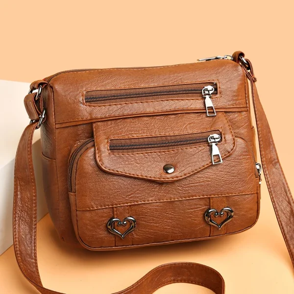 Vintage High Quality PU Leather Shoulder Crossbody Bag Women's Large Capacity Messenger Bag Luxury Design Travel Mom's Handbags - Image 2
