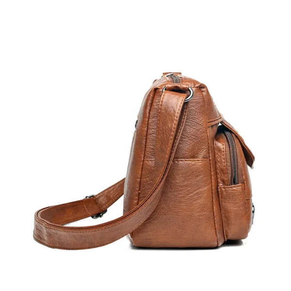 Vintage High Quality PU Leather Shoulder Crossbody Bag Women's Large Capacity Messenger Bag Luxury Design Travel Mom's Handbags - Image 4