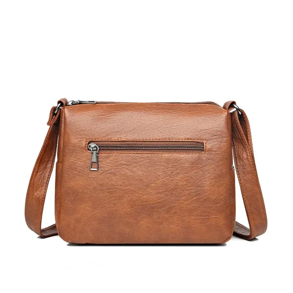 Vintage High Quality PU Leather Shoulder Crossbody Bag Women's Large Capacity Messenger Bag Luxury Design Travel Mom's Handbags - Image 3