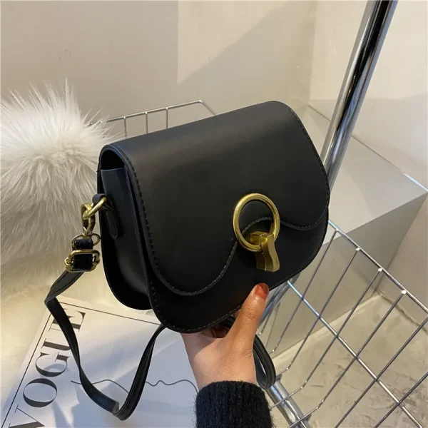 Solid Leather Crossbody Bags for Women 2023 Trend Brand Purses and Handbags Women's Vintage Shoulder Bags Lady Tote Bag - Image 3