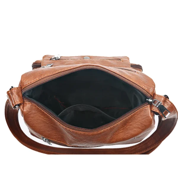 Vintage High Quality PU Leather Shoulder Crossbody Bag Women's Large Capacity Messenger Bag Luxury Design Travel Mom's Handbags - Image 5