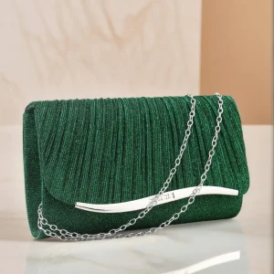 Ruched Women Evening Bags Glitter Fashion Envelope Design Cover Handbags With Shoulder Purse