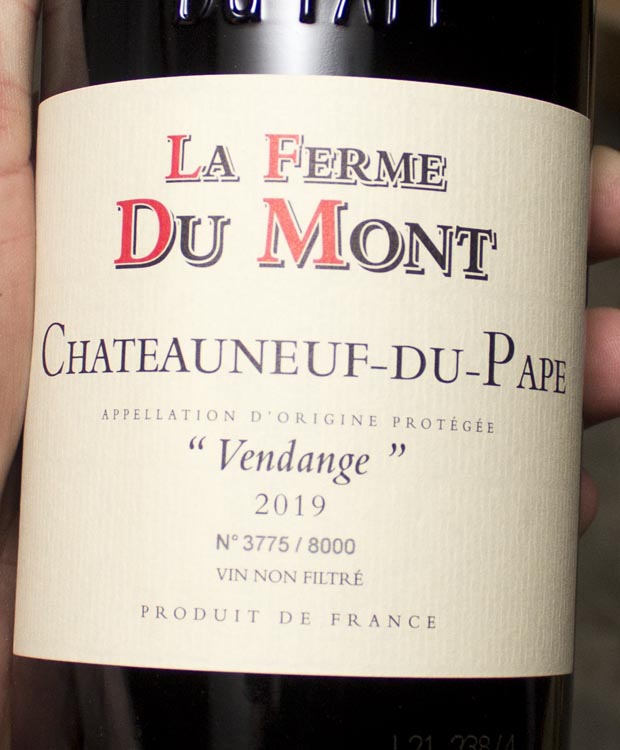 Last Bottle La Ferme du Mont ChateauneufduPape Vendange 2019