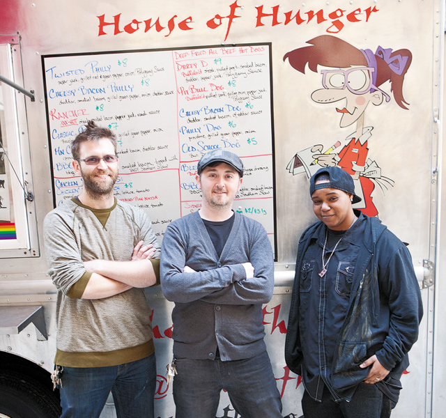 (From left) Cody Allen, Wesley Kaake, Esha Winfrey-Thomas of House of Hunger. Photo by Hubert Bonnet