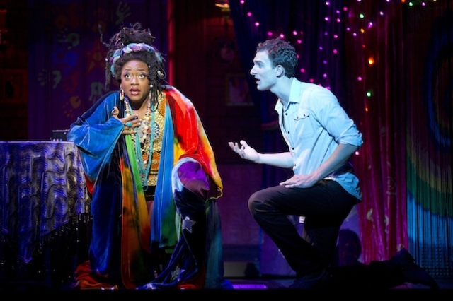 Carla R. Stewart steps into the role of Oda Mae Brown, the psychic roped into helping Sam (played by Steven Grant Douglas, right). Photo by Joan Marcus