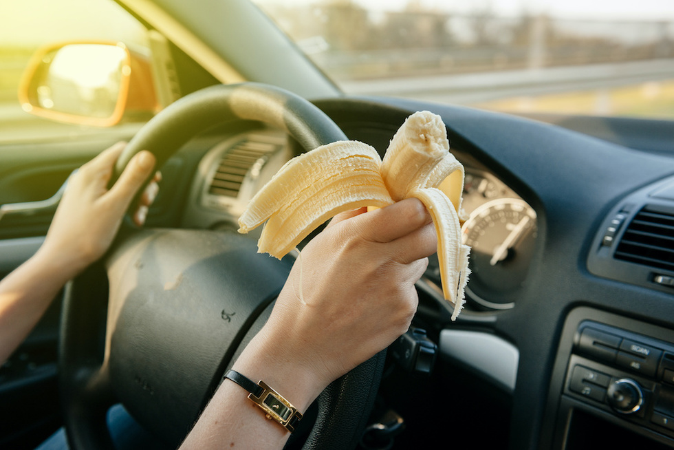distracted driving banana eating