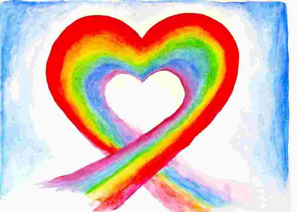 Colorful drawing of LGBT rainbow heart.