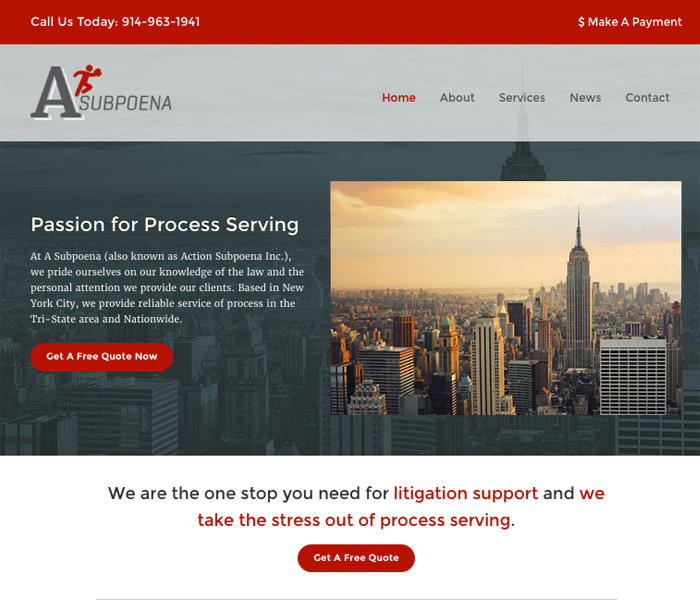 A Subpoena Custom Website by ServeNow