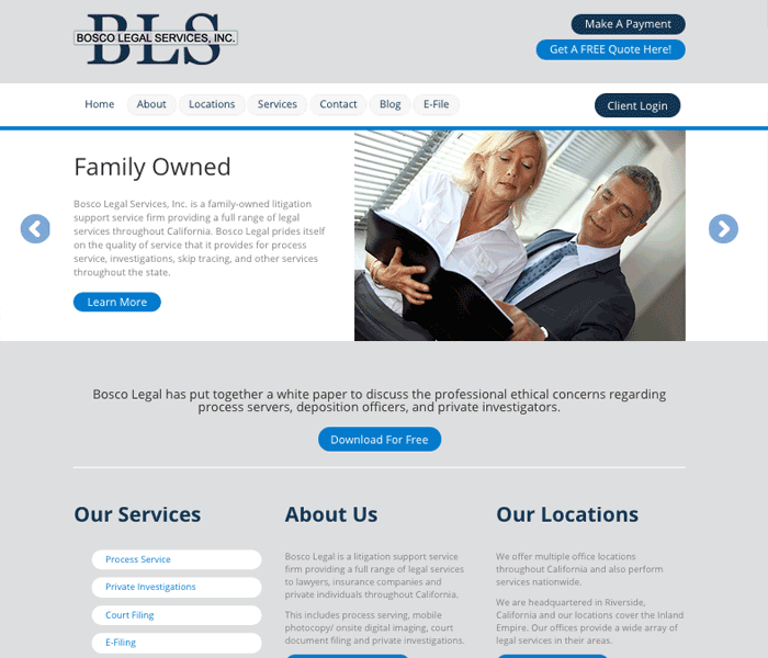 Bosco Legal Services Custom Website by ServeNow