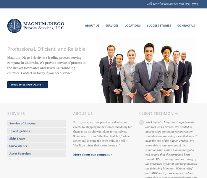 Magnum-Diego Priority Services Custom Website by ServeNow