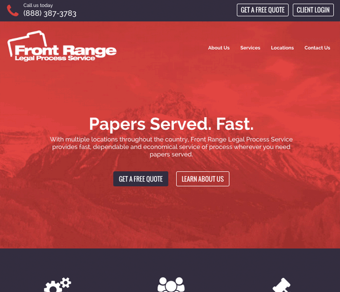 Front Range Legal Process Custom Website by ServeNow