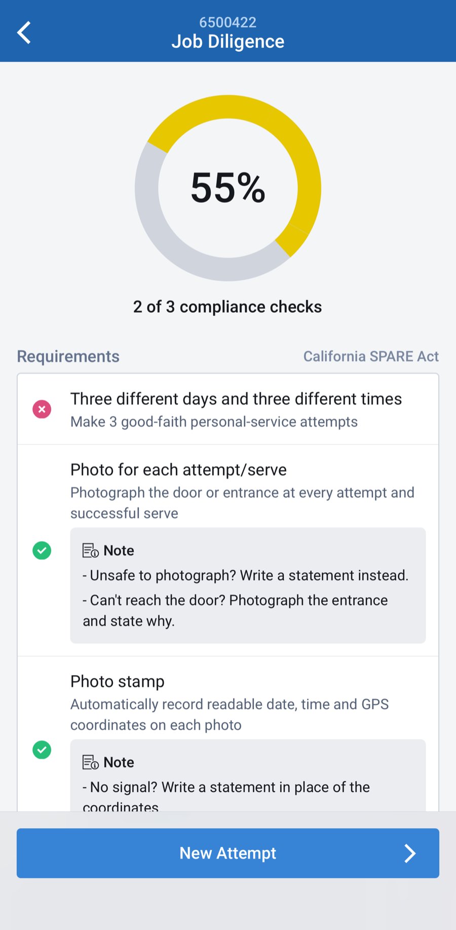 Mobile job diligence - SPARE Act Mobile job diligence - SPARE Act