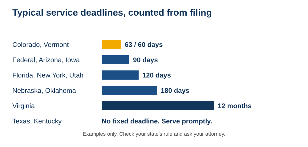 Service of process deadlines for legal papers