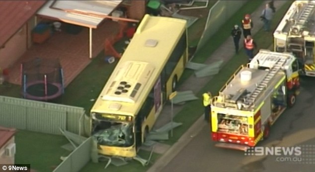 Image of a bus that crashed into a house