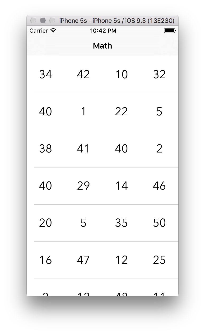 CustomCellMath: Main (table) view