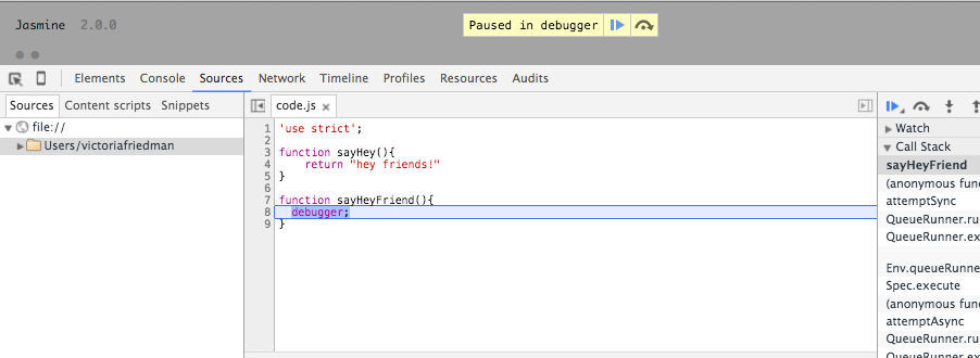 paused in debugger