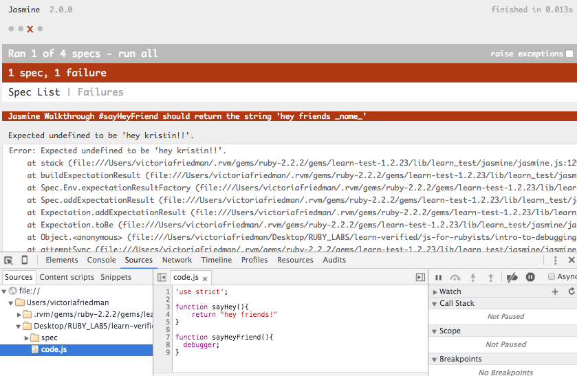 one test console open