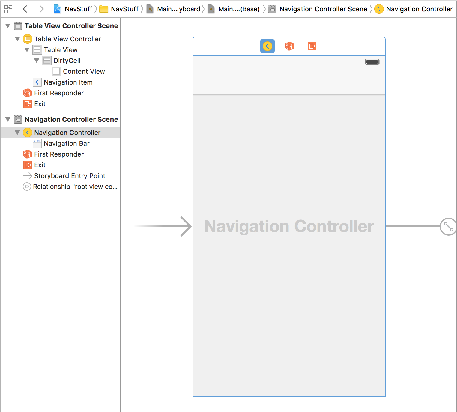 Navigation Controller in Interface Builder