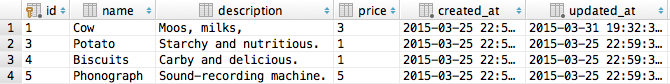 simple database screenshot