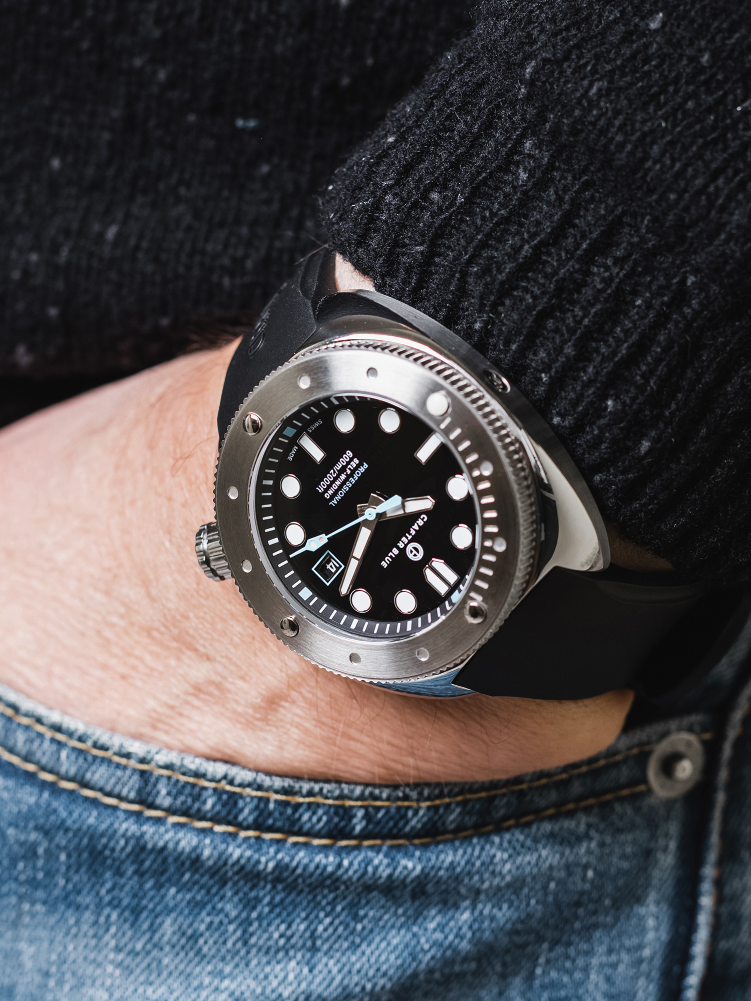 CRAFTER BLUE Hyperion Ocean 600M Swiss Made Automatic Men's Watch Diver