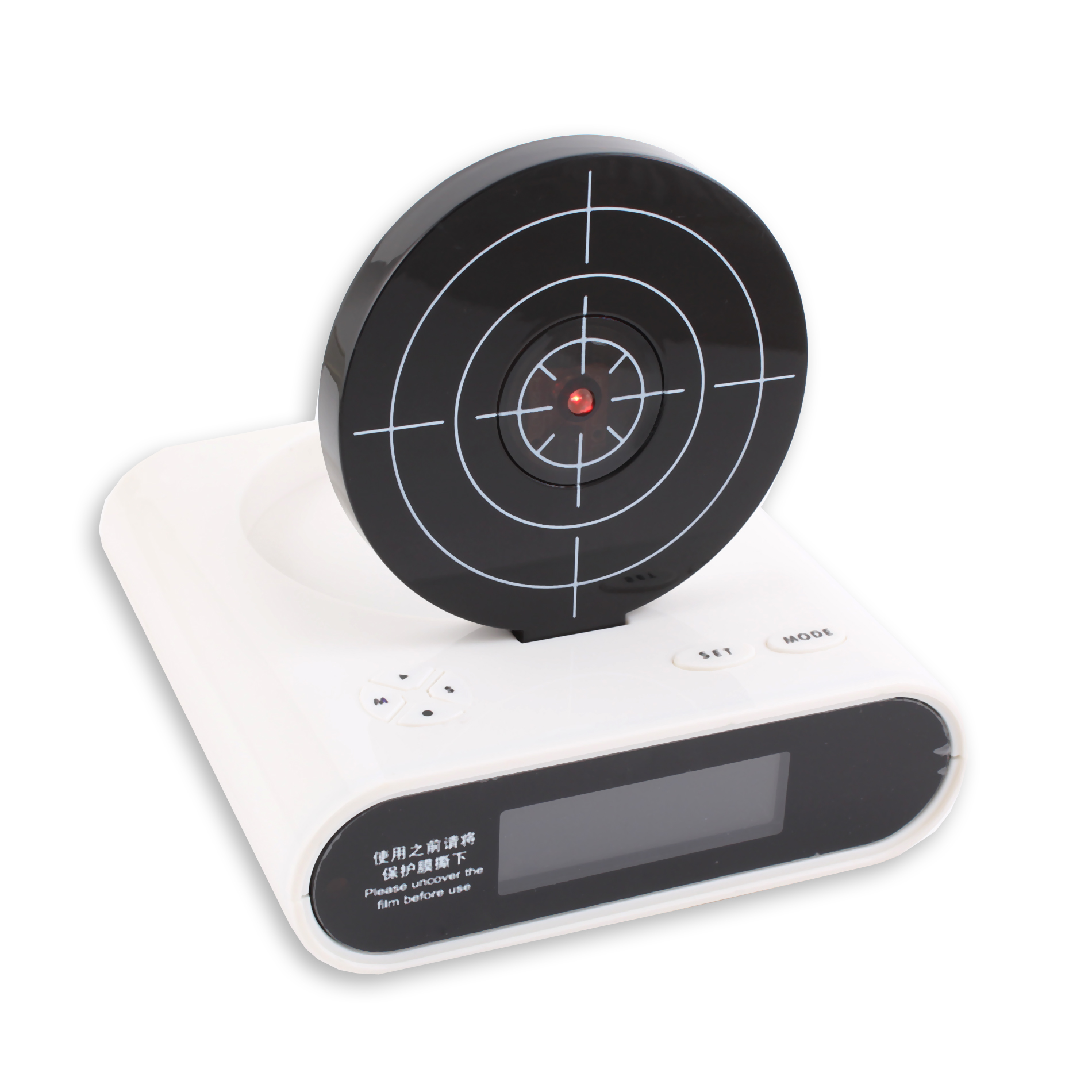 Laser Target Gun Shoot to Stop Game Alarm Clock LCD Screen Novelty Gift