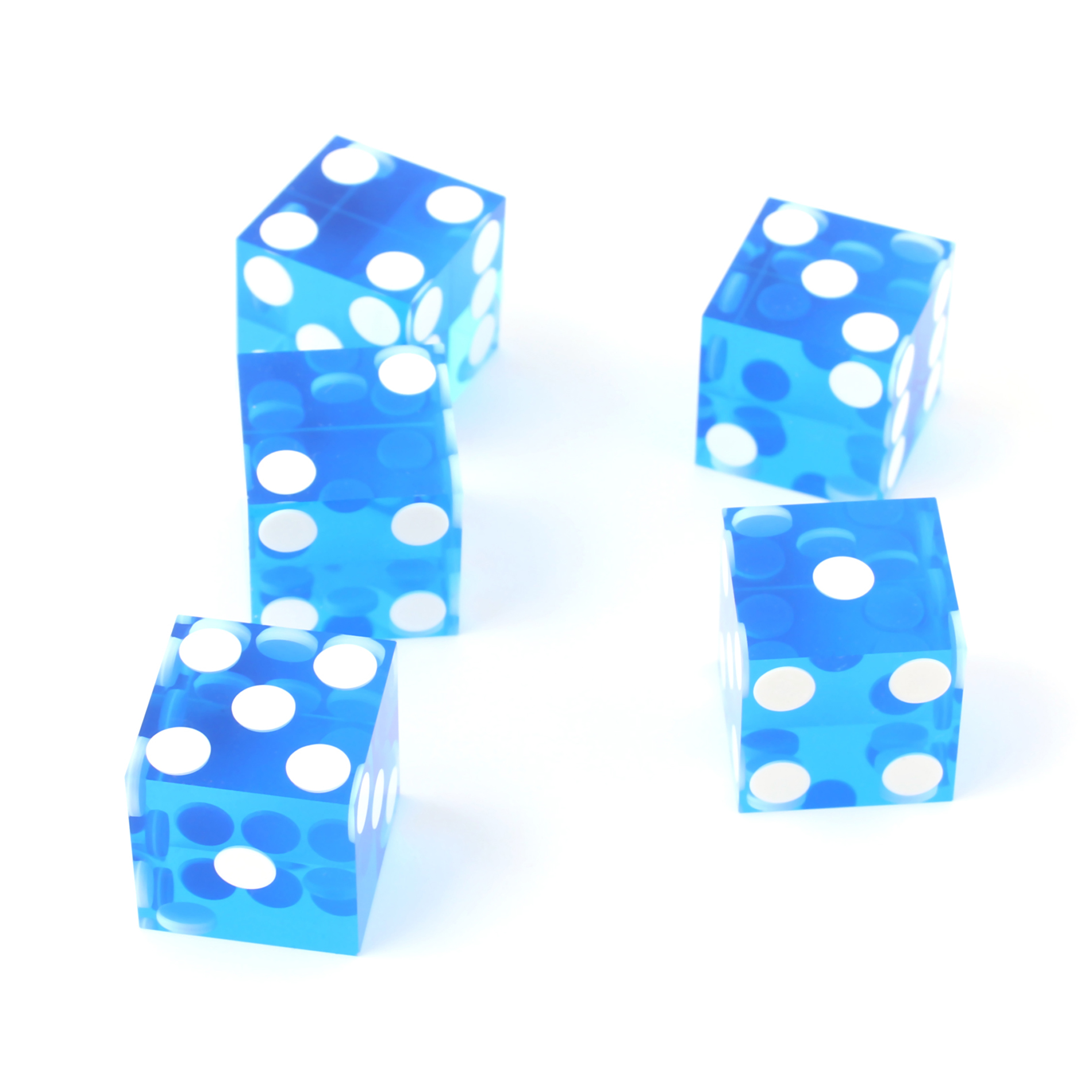 Blue Casino Craps Dice 19mm Grade Set of 5 Razor Edge Stick