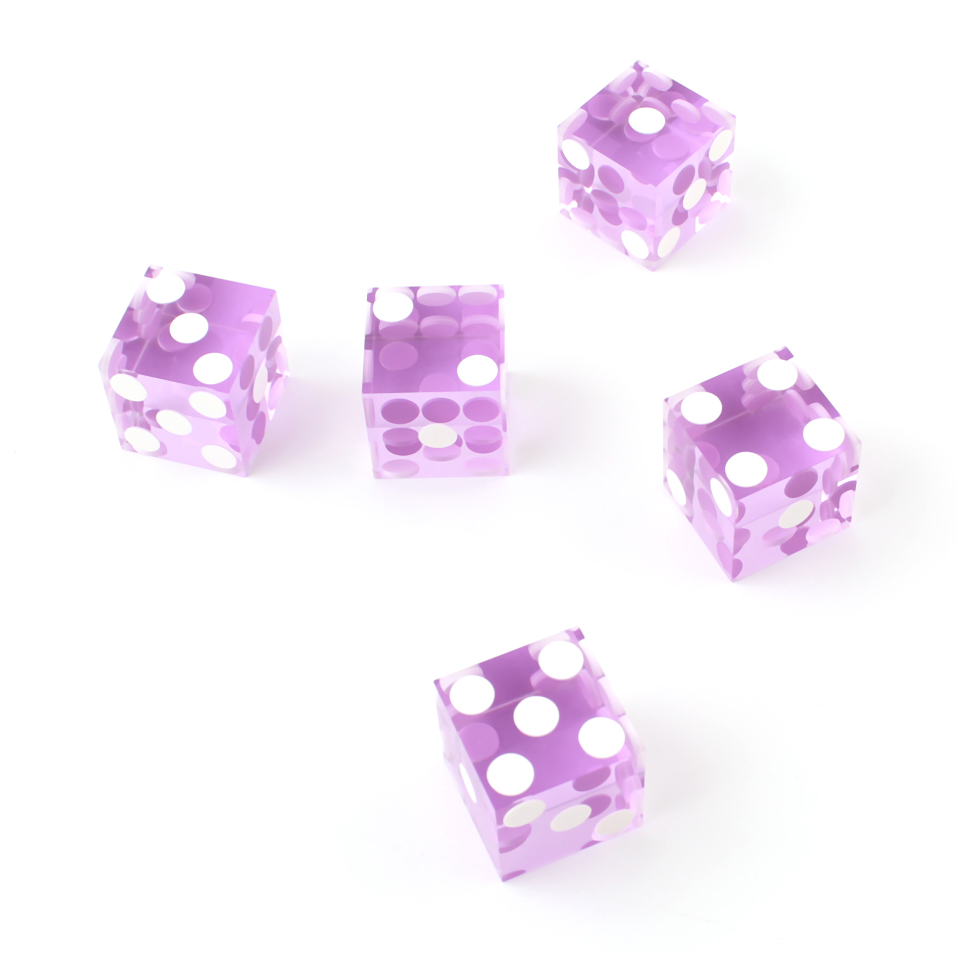 Purple Casino Craps Dice 19mm Grade Set of 5 Razor Edge Stick