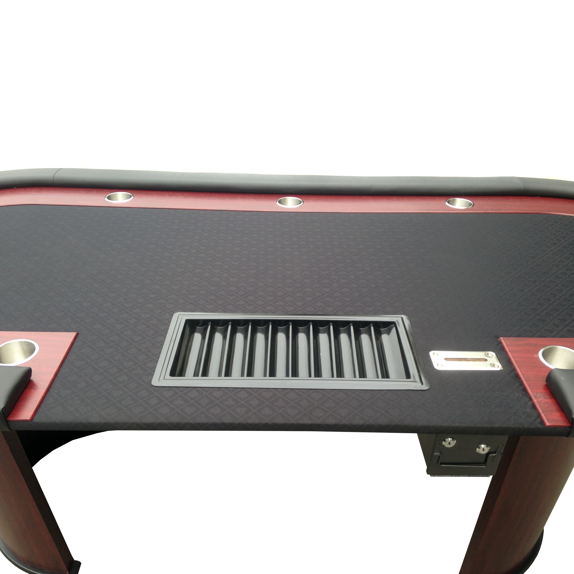 96" Texas Hold'em Casino Poker Table with Cup Holders Drop Box Chip