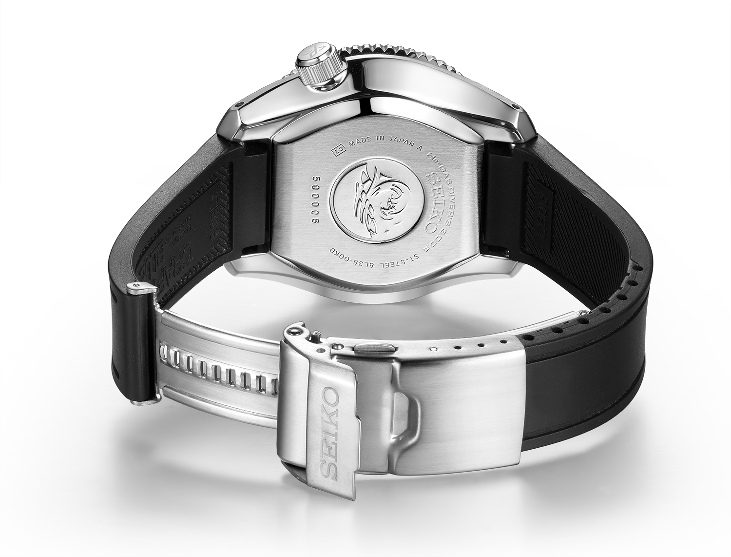 Crafter Blue Curved Ended Rubber Watch Band for Seiko MM300