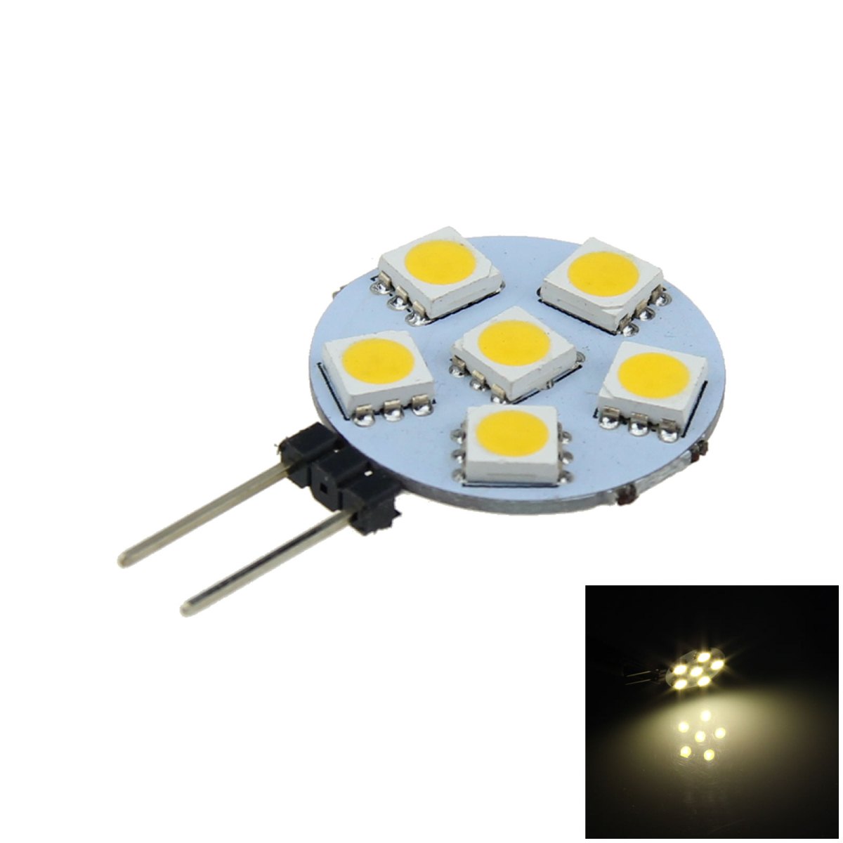 1W G4 100lm 3000K 6SMD 5050 LED Warm White Polarity Free Car