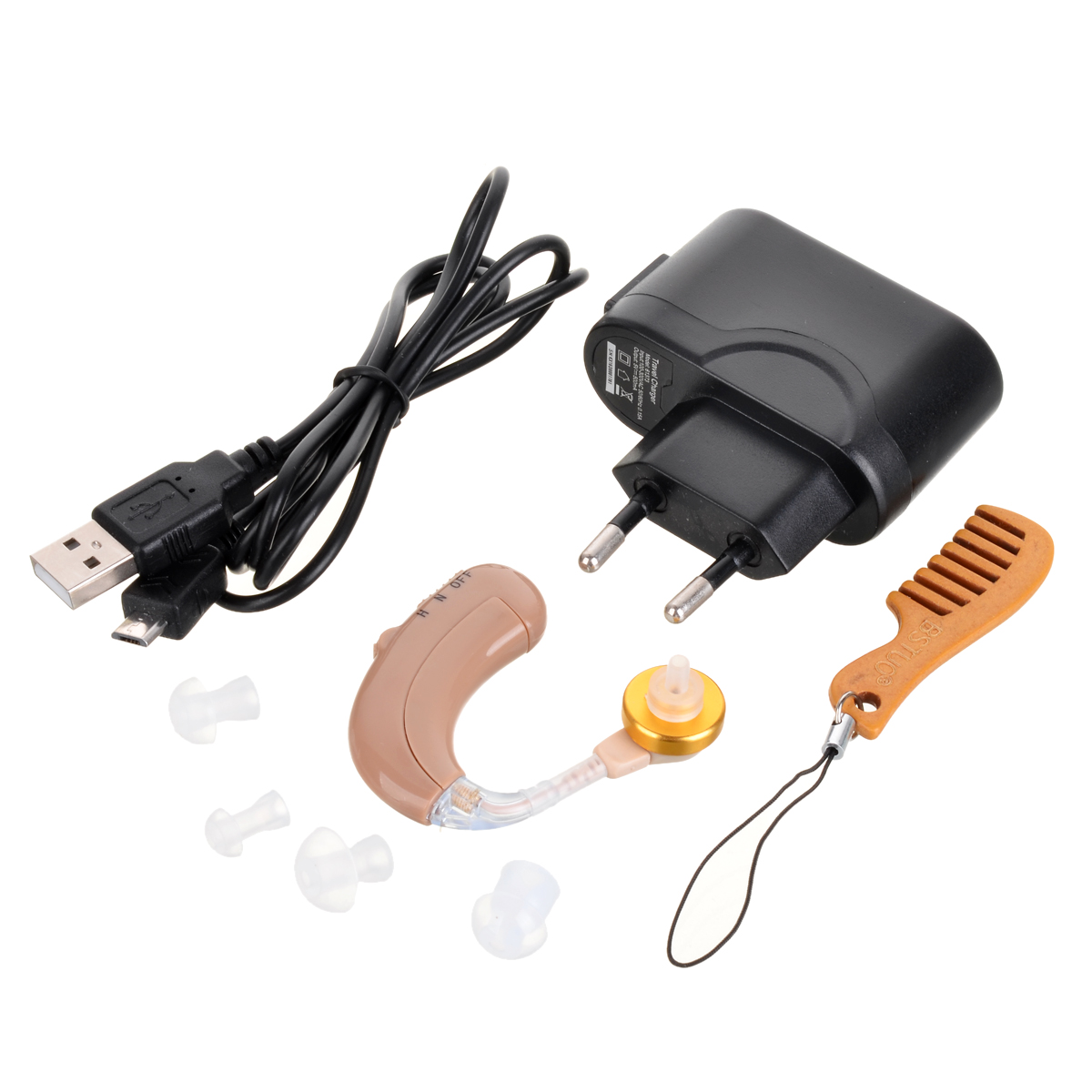 EU Plug 4 Mode Volume Control Earhook Rechargeable Hearing Aid Brown | eBay
